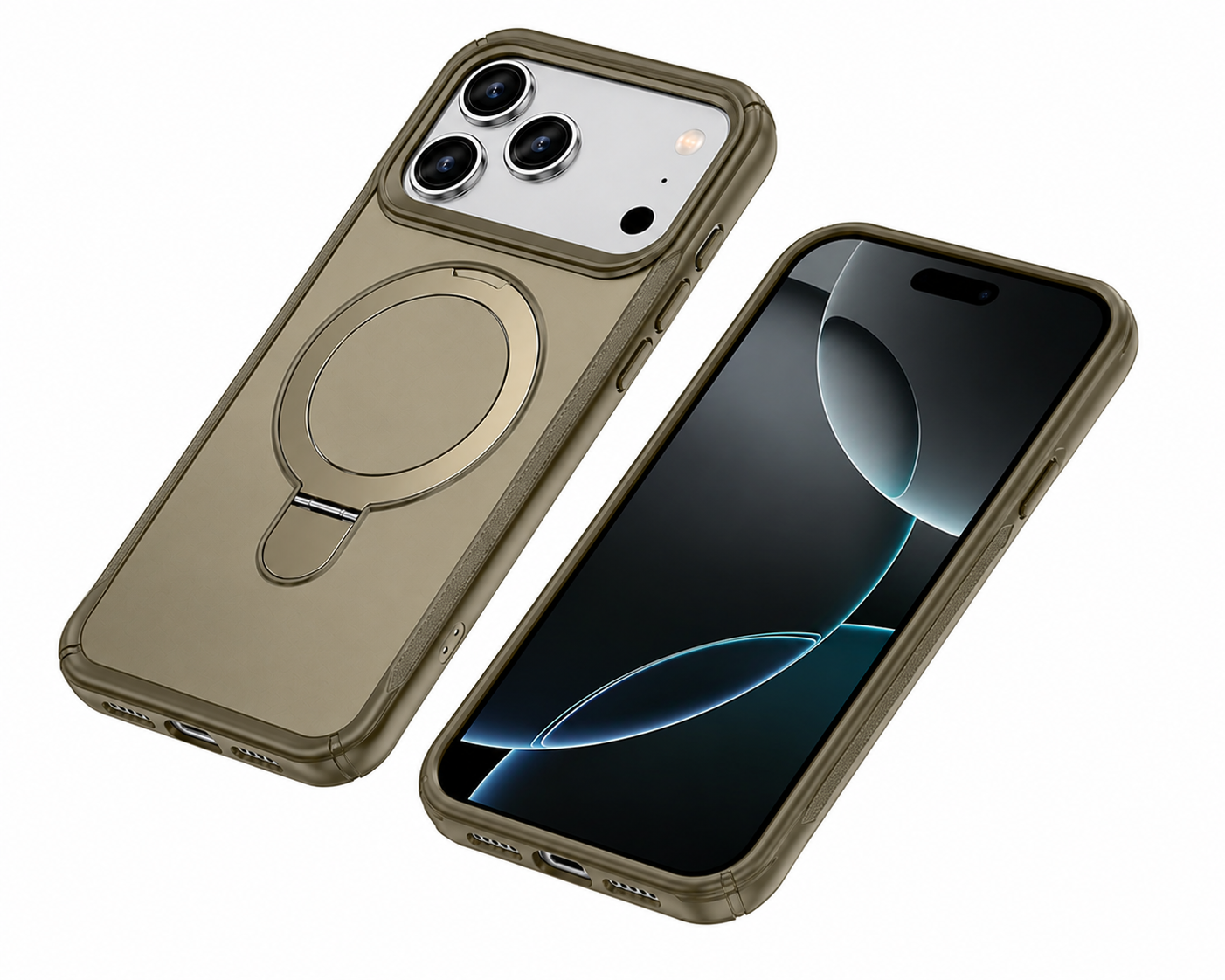 Durable Green Gradient Mobile Phone Cover with Stand for iPhone 17 Pro