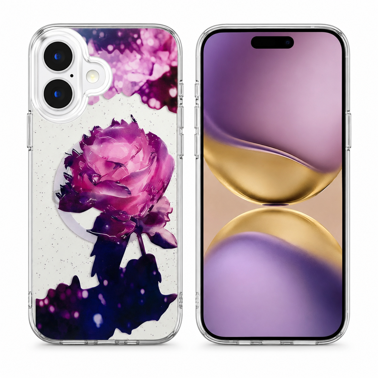 Deep Purple Flower MagSafe Case for Apple iPhone 16 Protective Phone Cover