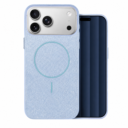 Light Blue Glitsy MagSafe Case, iPhone 18 Pro Max Protective Cover, Glitter Phone Case