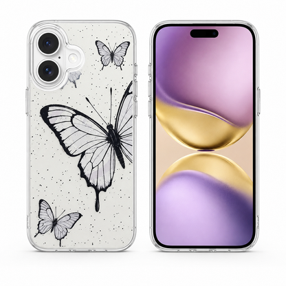 Black Butterfly MagSafe Case for Apple iPhone 16, Clear Protective Phone Case, Shockproof Mobile Cover