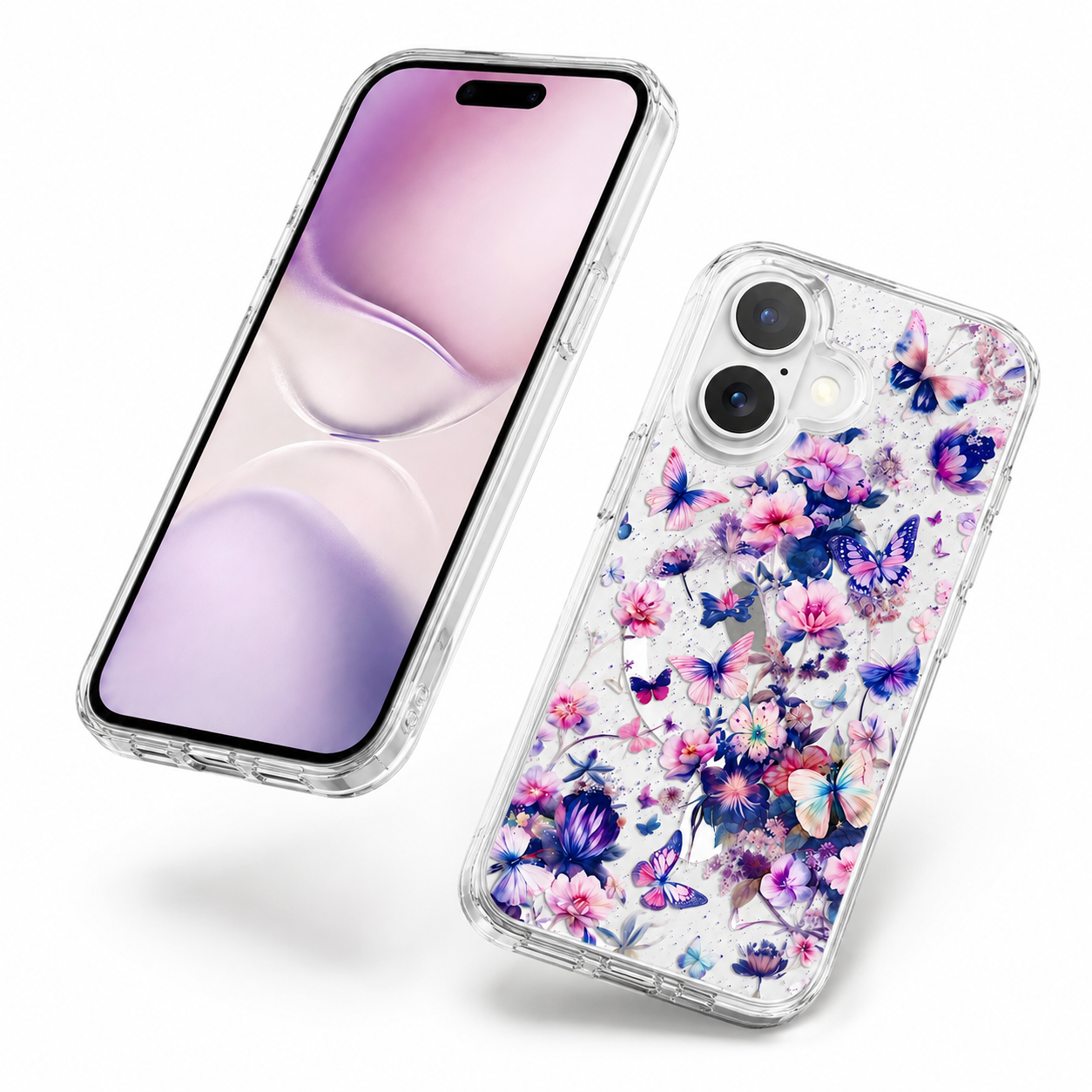 Premium Mini Butterflies Phone Case Apple iPhone 16 Crystal Clear MagSafe Smartphone Cover