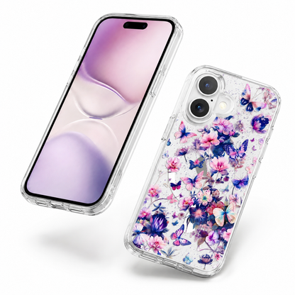 Premium Mini Butterflies Phone Case Apple iPhone 16 Crystal Clear MagSafe Smartphone Cover