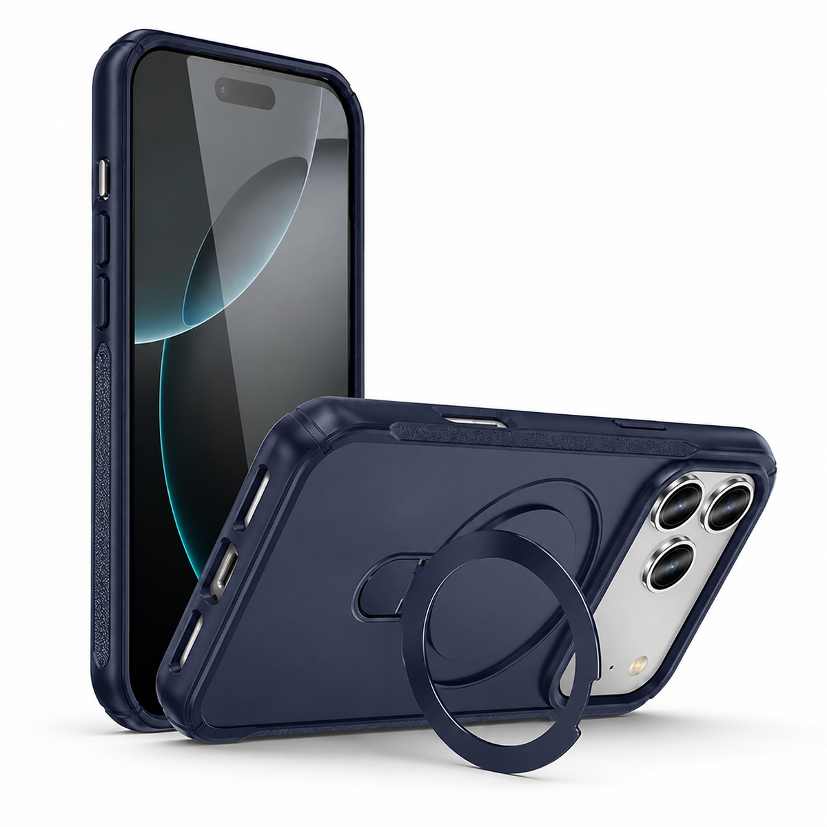 Apple iPhone 18 Pro Max Blue Case, MagSafe Compatible Phone Cover, Kickstand Case