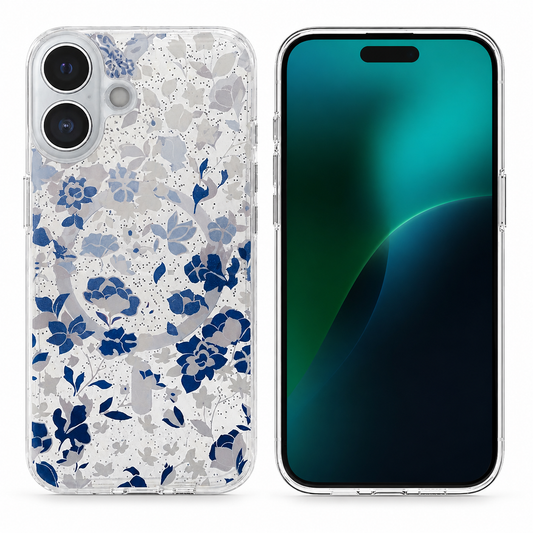 Blue Flowerbed MagSafe Case for Apple iPhone 17 Pro with floral phone cover