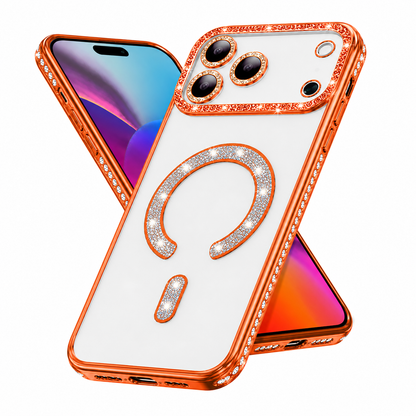 Transparent Orange Glitter MagSafe Phone Cover for Apple iPhone 18 Pro

