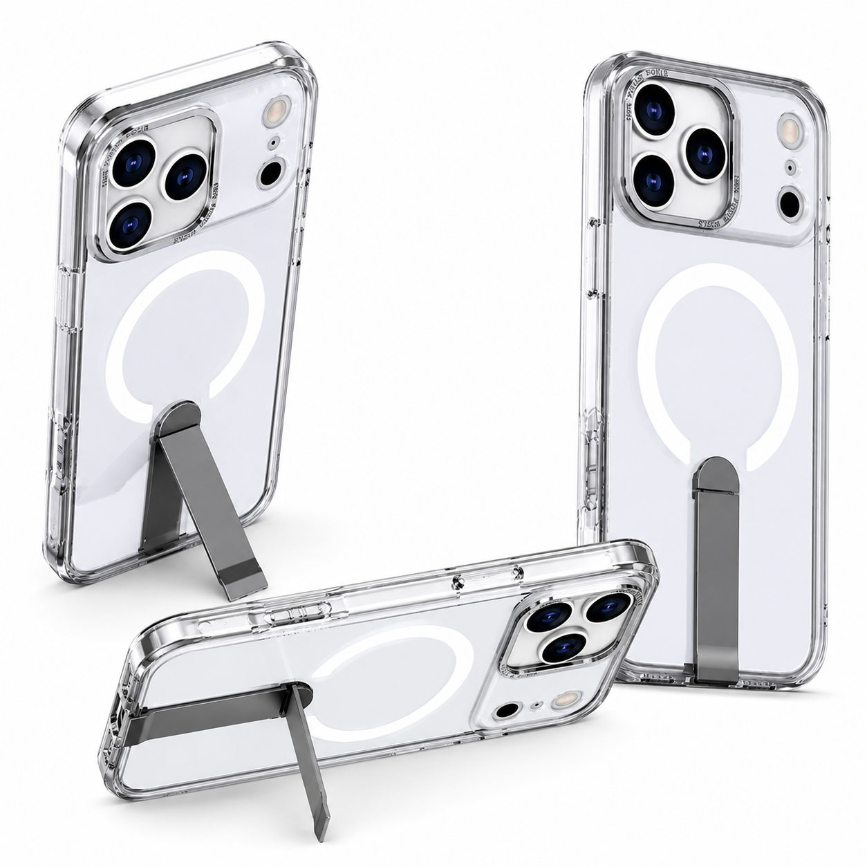 Crystal Clear iPhone 17 Pro Max MagSafe Kickstand Case with Drop Protection
