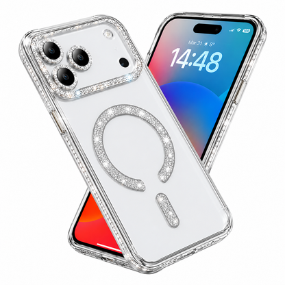 Designer Silver Glitter Protective Phone Case for Apple iPhone 18 Pro Max Luxury Shockproof Mobile Cover
