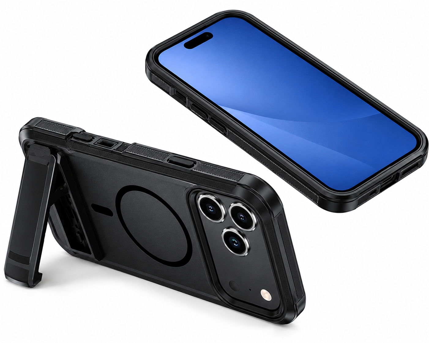 Durable MagSafe Phone Case for Apple iPhone 17 Pro Max with Holster Stand and Camera Protection