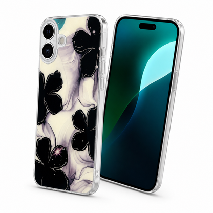 Protect your Apple iPhone 16 with the Black Marble Flower MagSafe Floral Fusion Case featuring shockproof protection, slim design and wireless charging support.