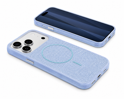 Luxury Light Blue Phone Cover, Wireless Charging Compatible Case, Protective Mobile Cover