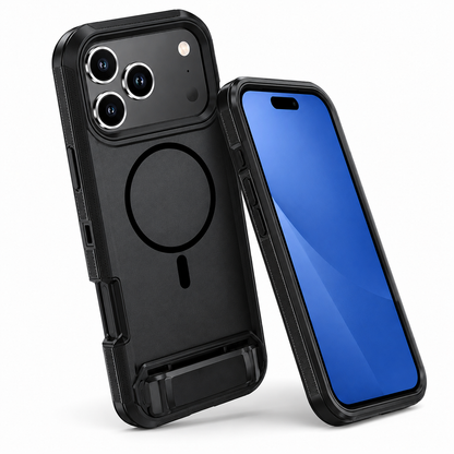 Military Grade Black iPhone 17 Pro Max Cover with Belt Clip and Impact Resistant Design