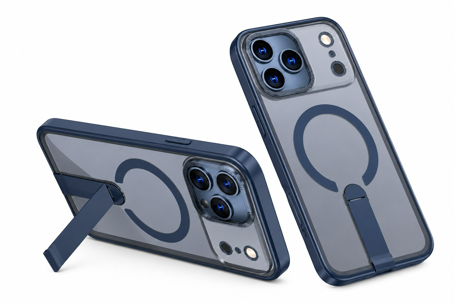Blue MagSafe iStand Case for Apple iPhone 17 Pro Max shockproof phone case with kickstand