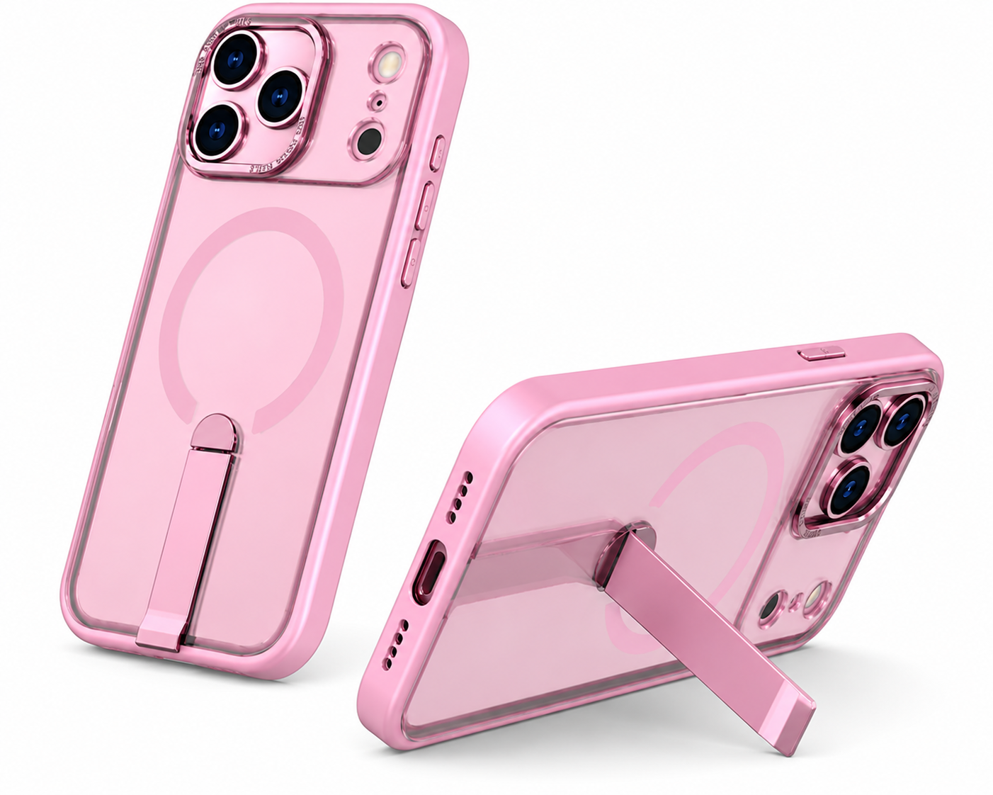 Durable Pink MagSafe Kickstand Case for Apple iPhone 17 Pro Max Mobile Phone Cover