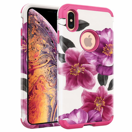 Protective Phone Case – Dual Layer Full Coverage Shockproof Pink Flower Design Tough Hybrid